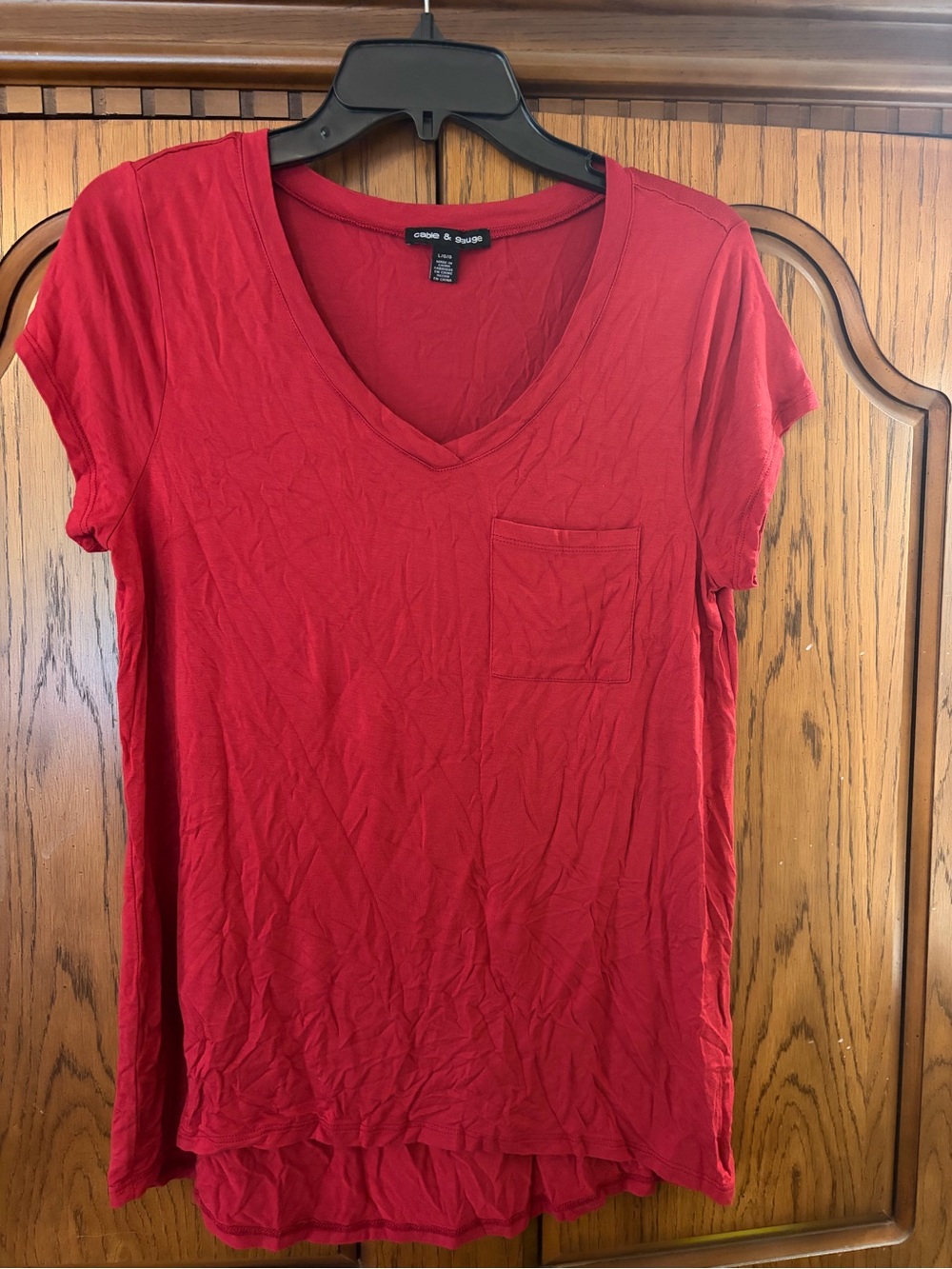 Cable & Gauge Red V-Neck Pocket Tee